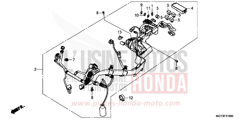 FAISCEAU DES FILS von VFR800X „Crossrunner“ CANDY BLAZING RED (R195) von 2011